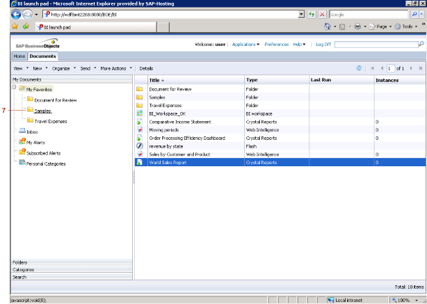 BI launch pad - Microsoft Internet Explorer provided by SAP-Hosting